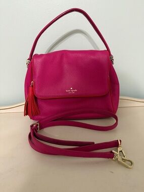 kate spade pink leather shoulder bag with tassel